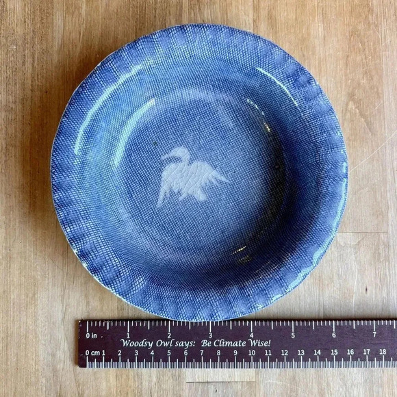 Beautiful Artisan Handmade Art Pottery 6” Bowl One Of A Kind Blue Crackle Bird - Picture 8 of 9